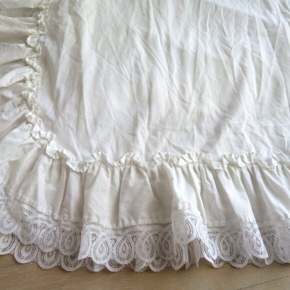 Pair of 2 White Lace Ruffle Curtain Drape Panels 44" x 62" Cottage Shabby Chic - Picture 11 of 16